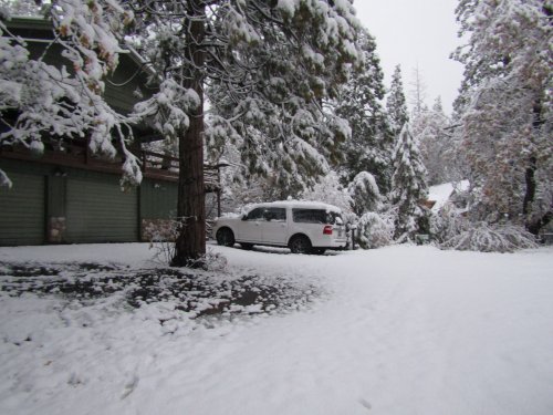 snow at the cabin